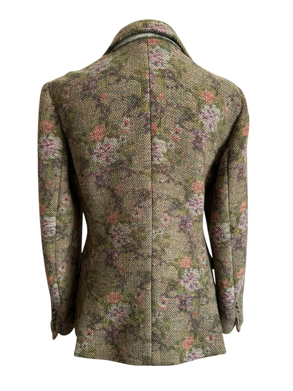 Etro Milano Wool Blend Jacket Blazer Mossy Green Floral Size 44 - Picture 2 of 12